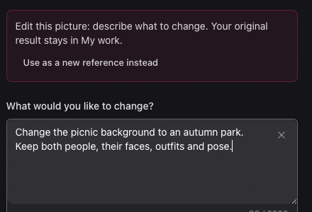 Actual edit draft with the original preservation notice and change prompt